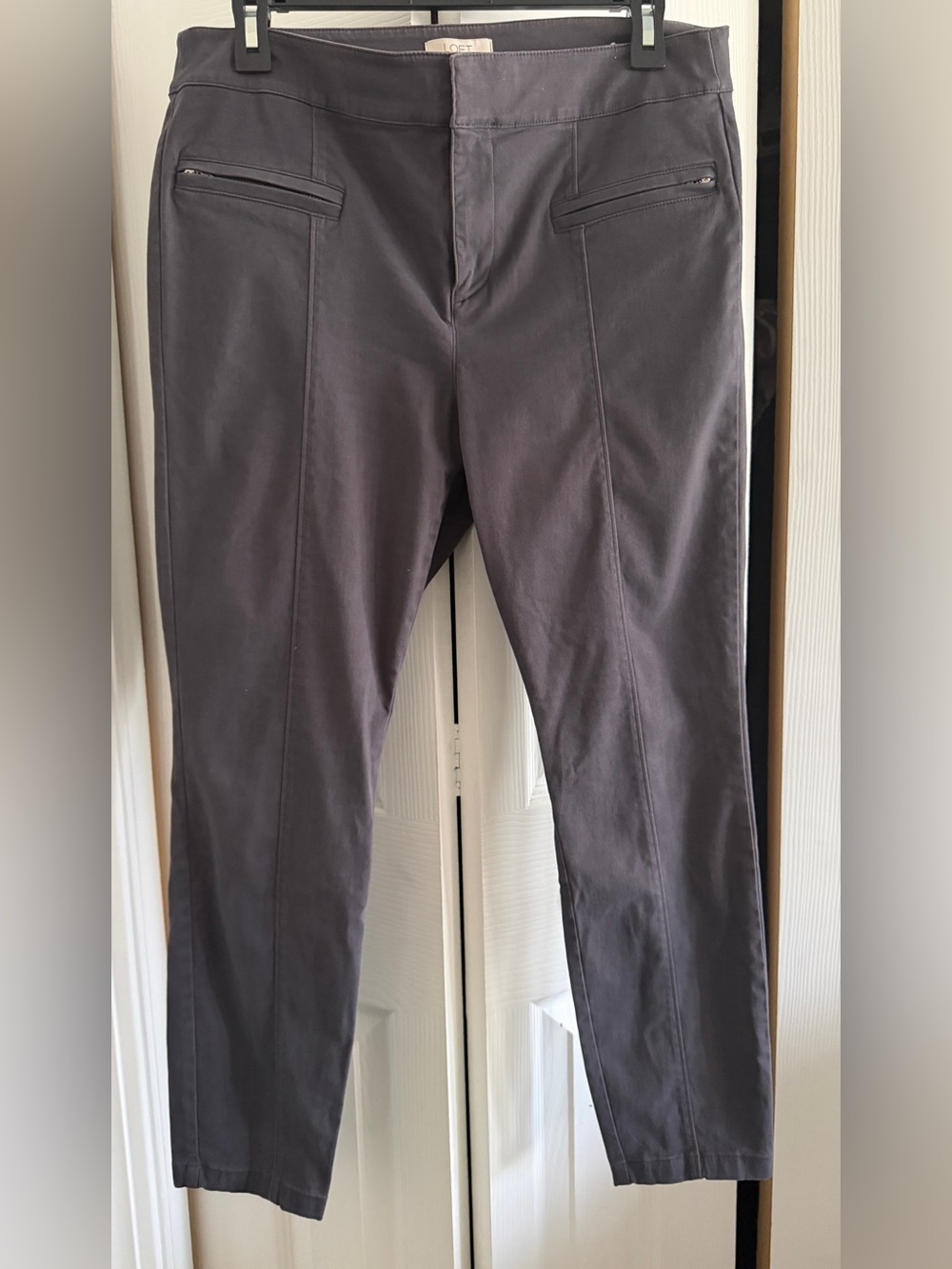 LOFT Skinny Ankle Chinos in Charcoal Gray